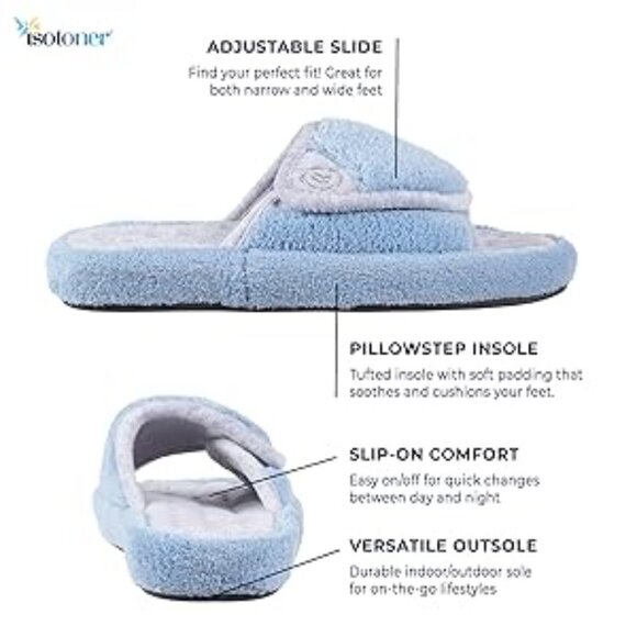 NWT Womens Blue Gray Isotoner Slide Slipper Shoe Size XL 9.5-10. Retail $39 - Picture 4 of 9